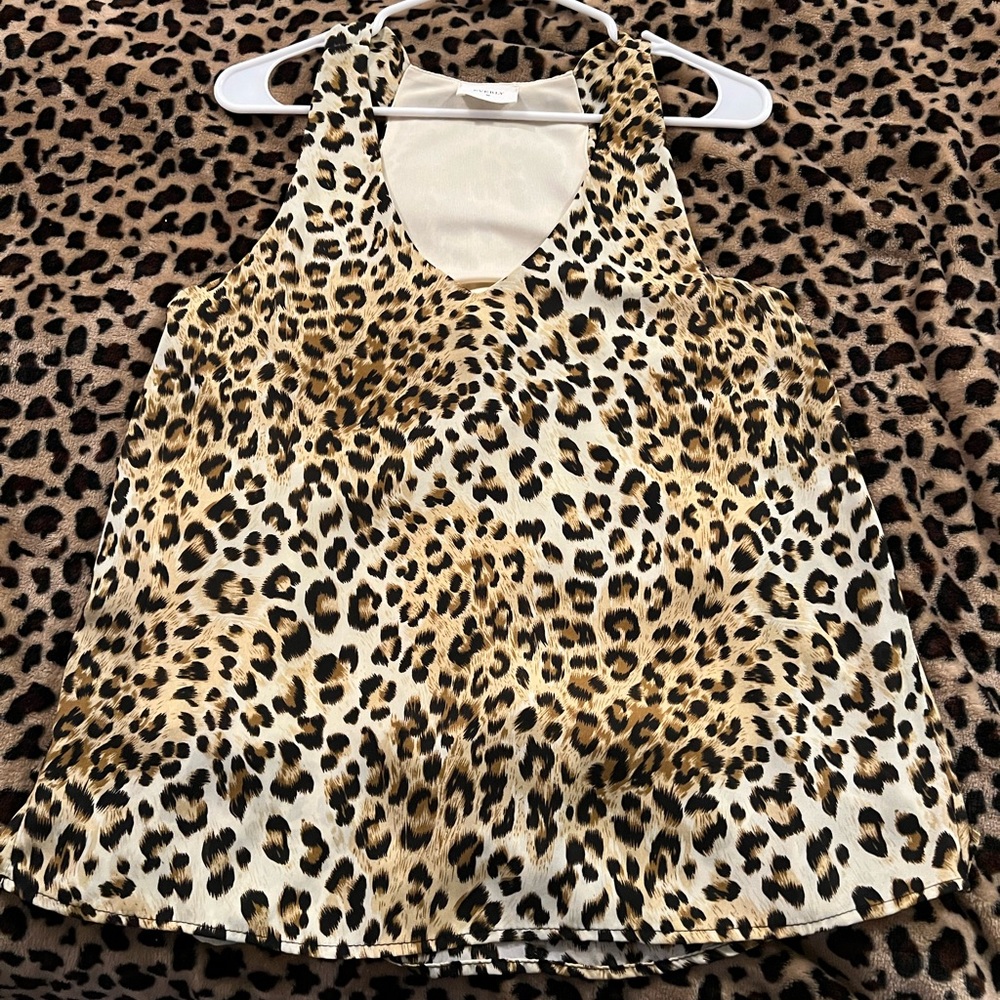 Leopard Print Chiffon Tank Top